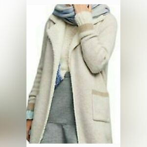 L Anthropologie Sleeping On Snow Coatagin Cardigan Ivory Beige Heavyweight NWT